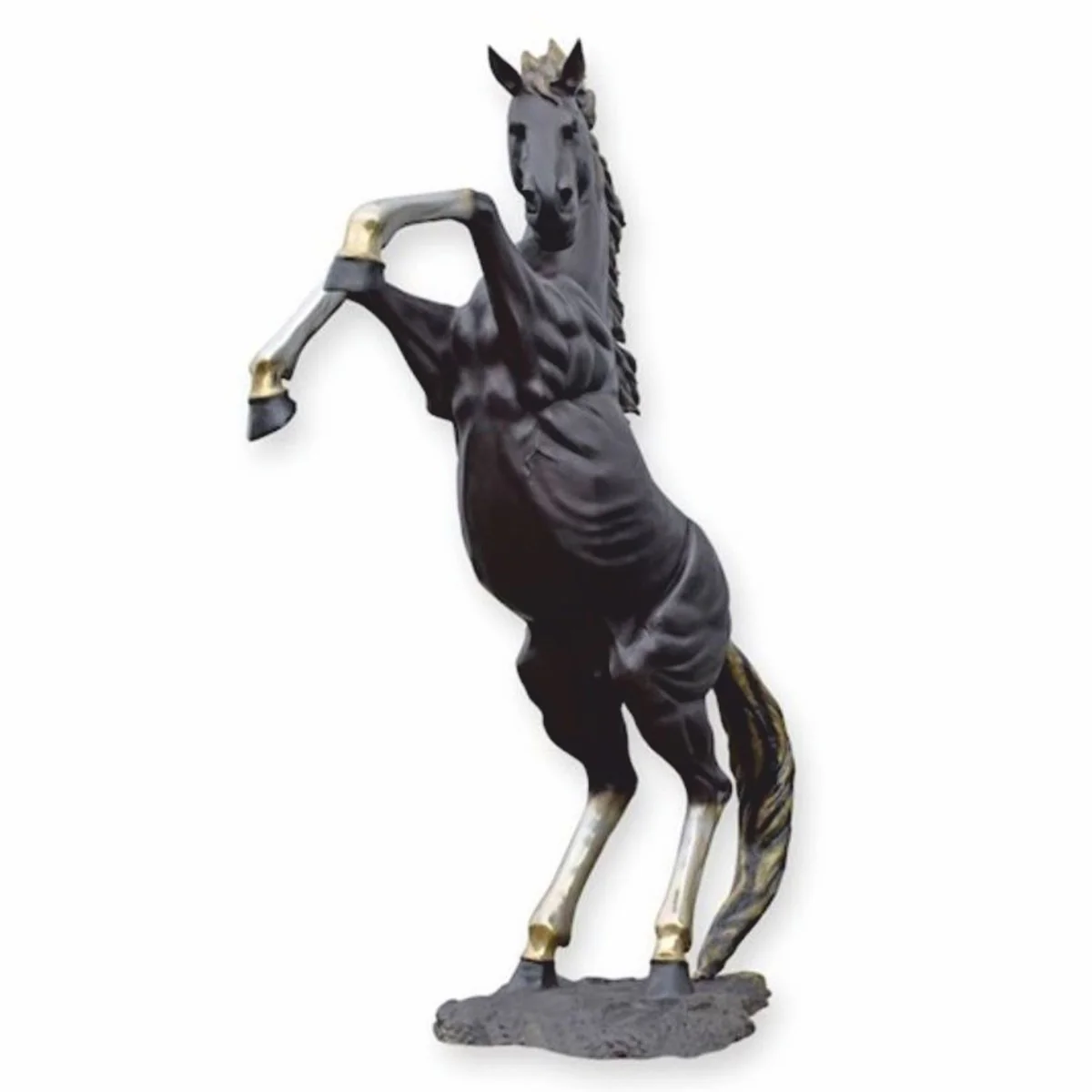 Casa Padrino escultura decorativa de jard¨ªn XXL de lujo de bronce caballo izquierda negro / gris / oro A. 300 cm