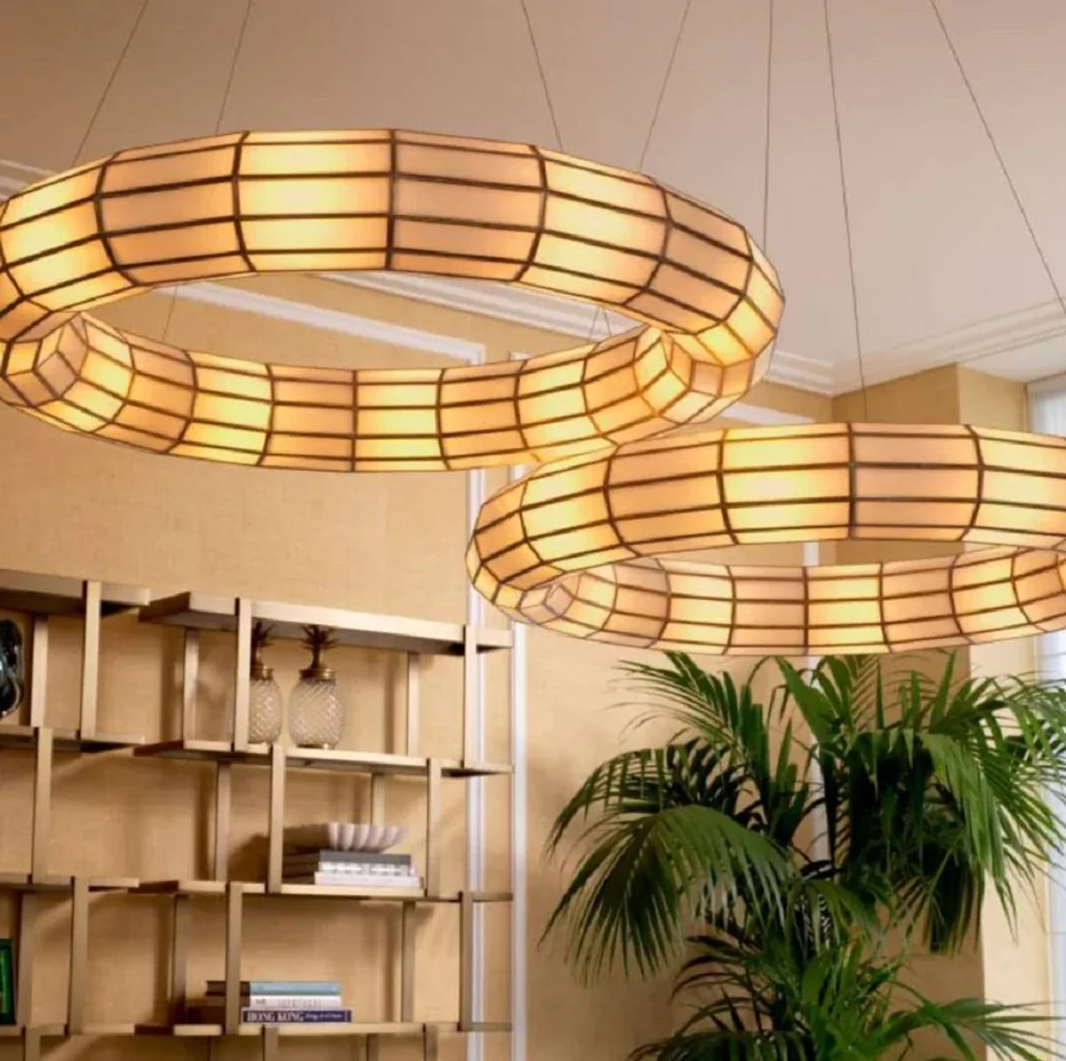 Casa Padrino l¨¢mpara de ara?a de lujo lat¨®n antiguo / blanco ? 118 x A. 18 cm