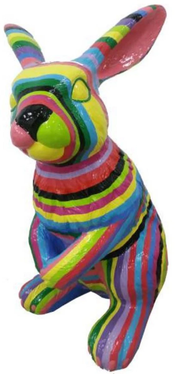 Casa Padrino escultura decorativa de lujo conejo multicolor A. 120 cm - Figura decorativa grande - Figura animal XXL - Escultura decorativa XXL - Esculturas y figuras decorativas XXL de lujo