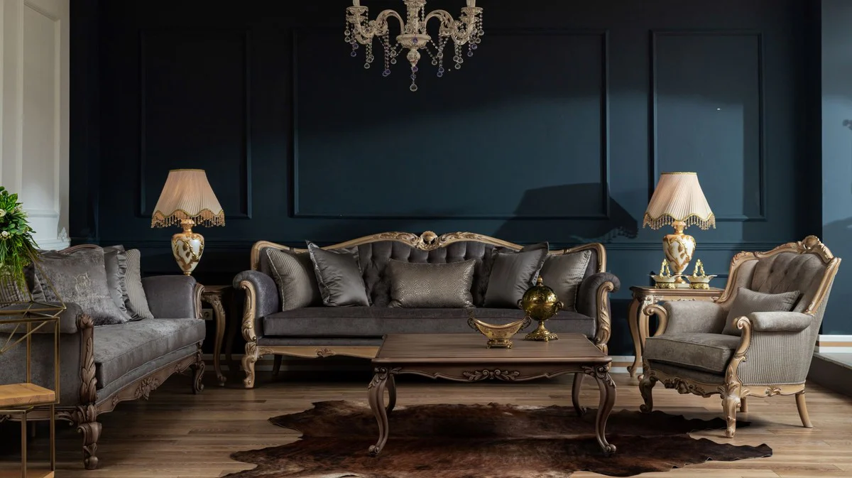 Casa Padrino mesa de centro barroco de lujo marr¨®n - Mesa de sal¨®n de madera maciza hecha a mano - Muebles de sal¨®n barrocos