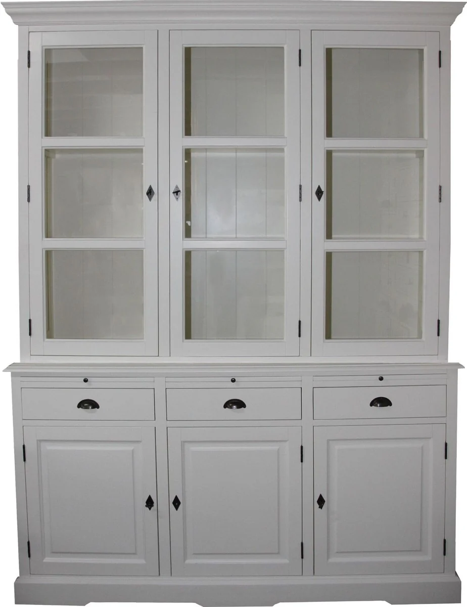 Gabinete de cocina Casa Padrino Country Style blanco 167 x 51 x H. 219 cm - Gabinete de cocina de 2 piezas