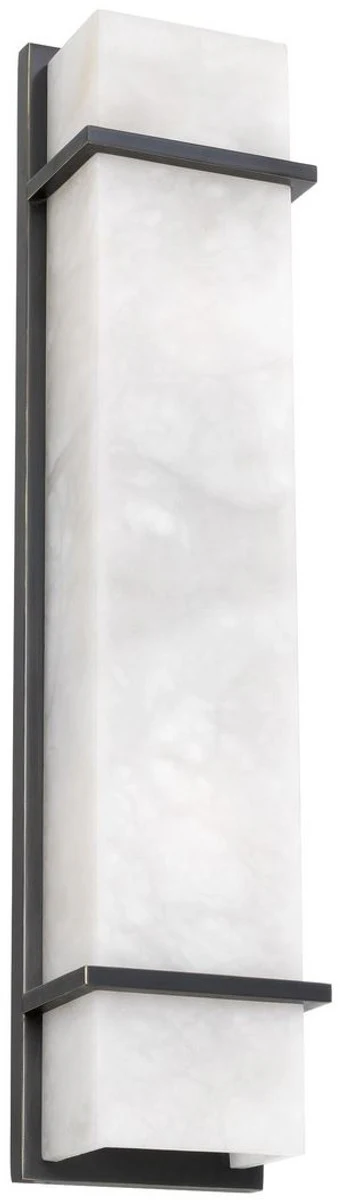 Casa Padrino lámpara de pared de lujo bronce / alabastro 13 x 9 x A. 60 cm - Elegante lámpara de pared con pantalla de alabastro - Luces de Lujo