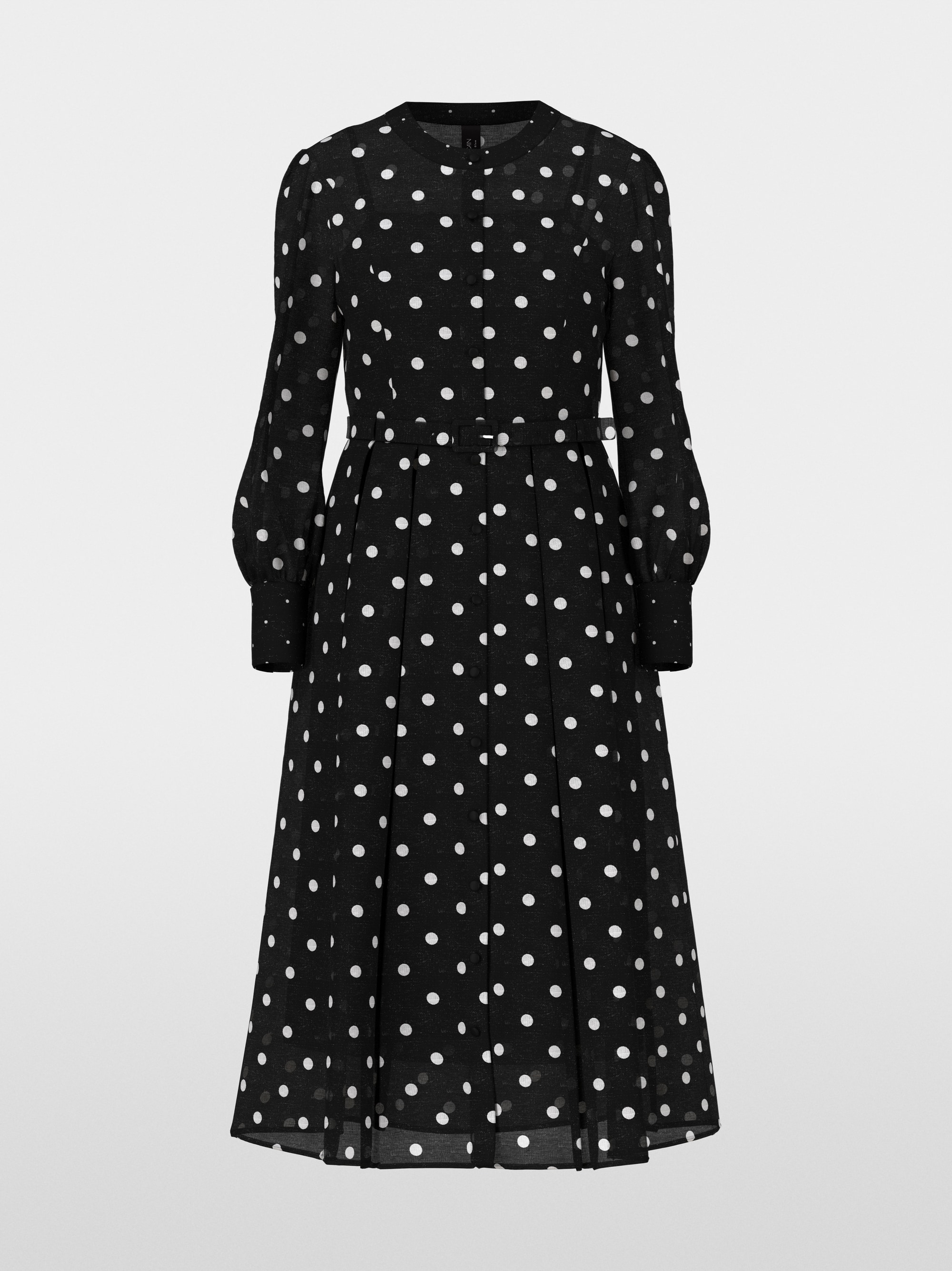 Marc-Cain Long silk and linen polka dot dress