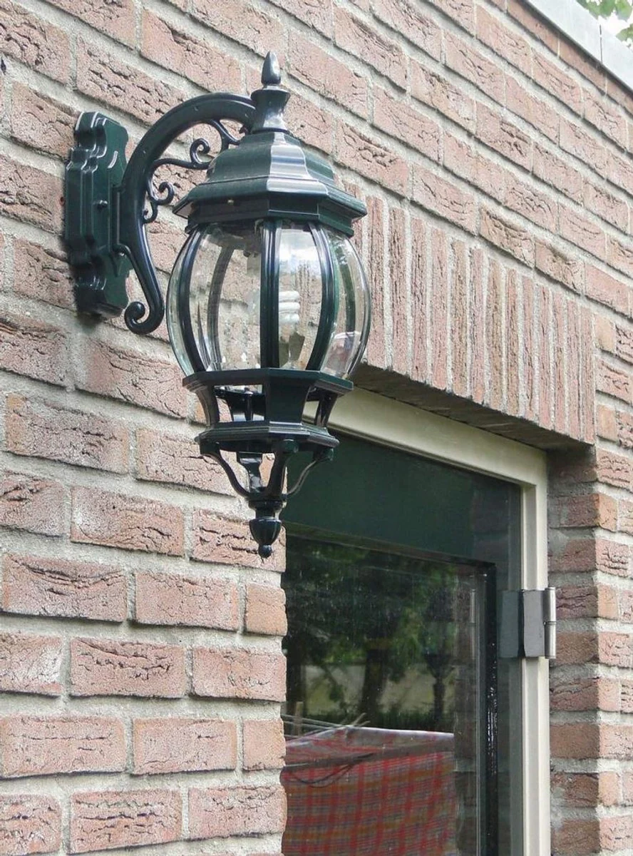 Casa Padrino Aluminio Colonial Style Aplique Exterior Verde 16 x 27 x H. 42 cm - Linterna Exterior Nostálgico