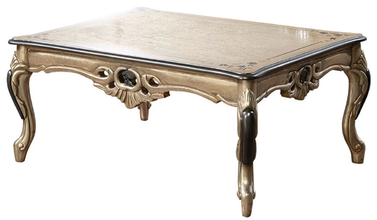 Casa Padrino mesa de centro barroco de lujo oro / negro - Mesa de sal¨®n rectangular de estilo barroco - Muebles de sal¨®n de estilo barroco - Muebles barrocos - Muebles de lujo en estilo barroco