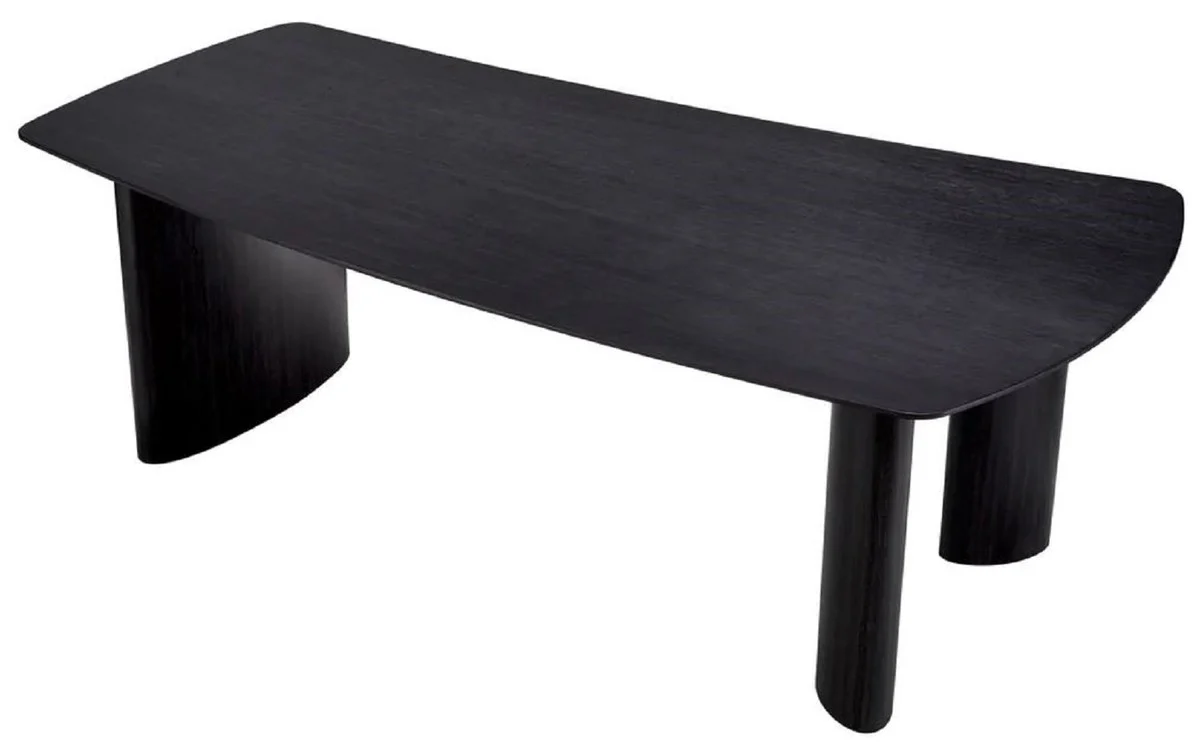 Casa Padrino mesa de comedor de lujo negro gris 230 x 120 x A. 76,5 cm - Mesa de cocina de madera maciza con tablero ligeramente curvado - Muebles de comedor - Muebles de cocina - Muebles de lujo