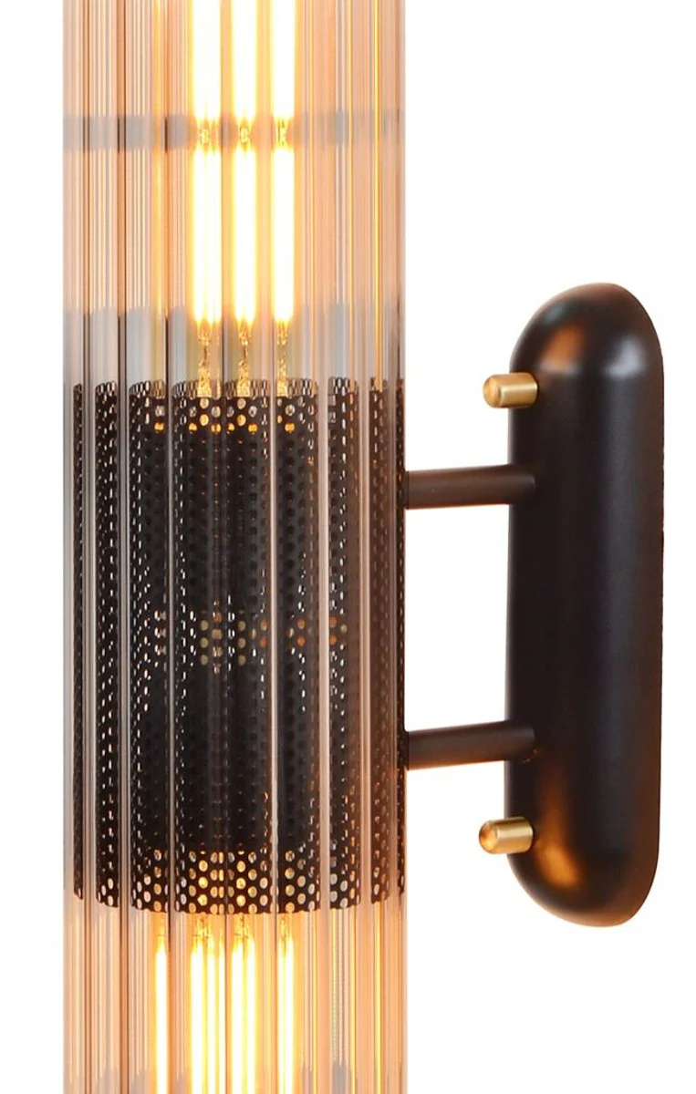 Casa Padrino Aplique de Pared Latón / Negro 10,5 x 18 x H. 68,5 cm - Calidad de Lujo