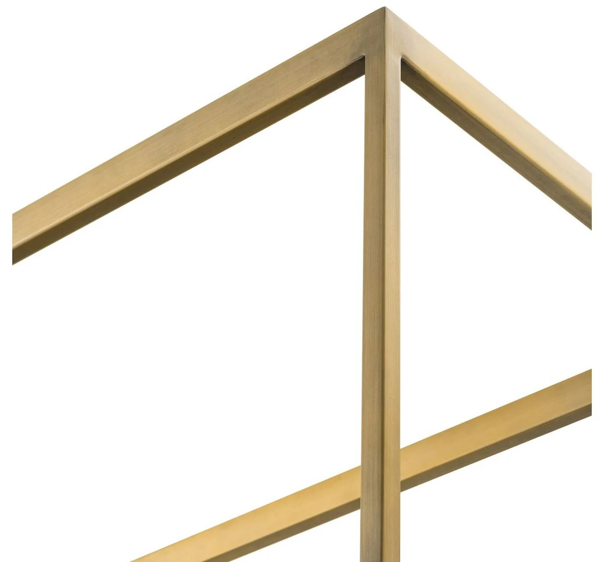 Casa Padrino gabinete de estanter¨ªa de lujo lat¨®n / gris 95 x 40 x H. 225 cm - Gabinete de Acero Inoxidable con 5 Estantes de Vidrio - Muebles de Oficina - Muebles de Sal¨®n