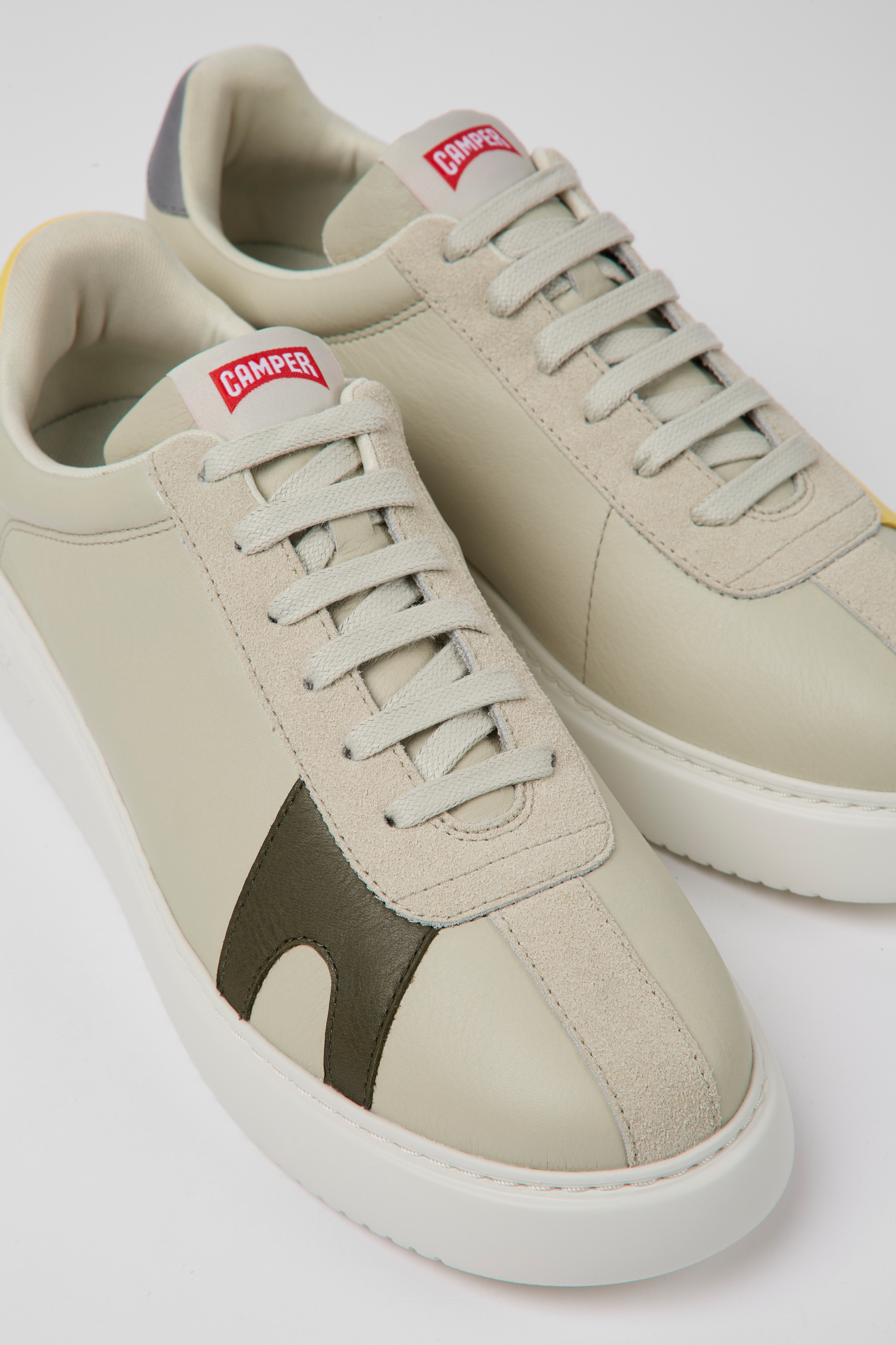 Twins - Gray leather and nubuck sneakers for men