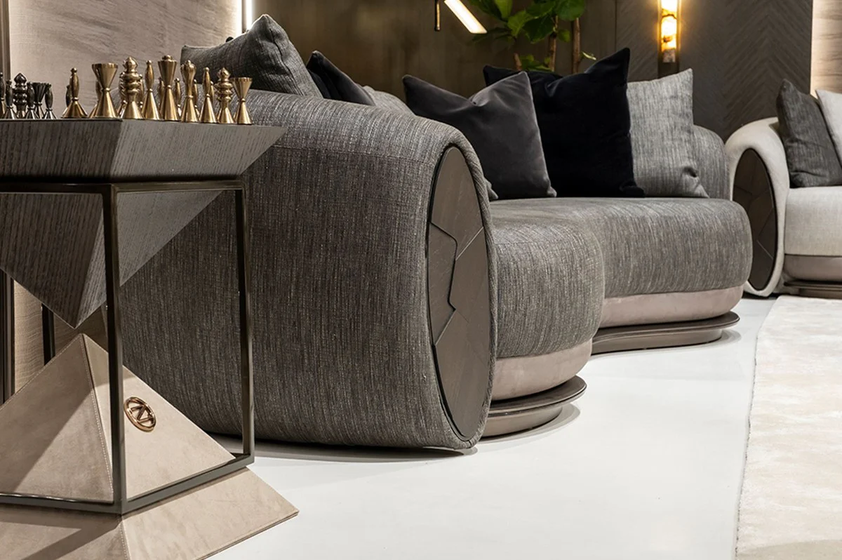 Casa Padrino sof¨¢ de lujo negro / gris / marr¨®n oscuro / bronce 300 x 130 x A. 76 cm - Sof¨¢ de sal¨®n - Sof¨¢ de hotel - Muebles de sal¨®n - Muebles de hotel - Muebles de lujo - Colecci¨®n de lujo