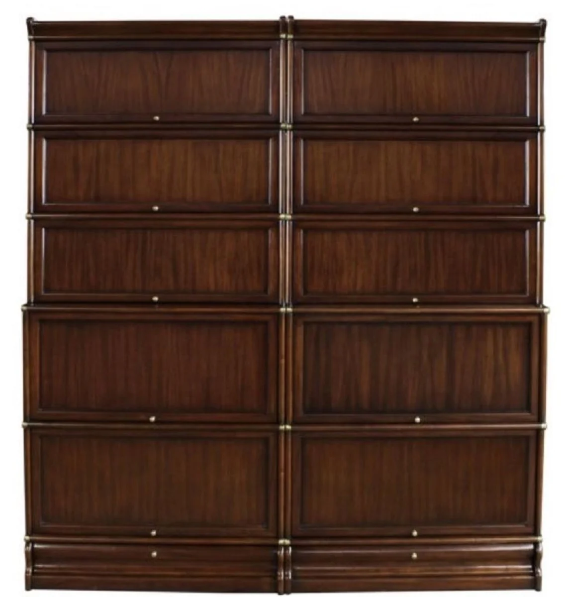 Casa Padrino armario de libros de lujo de caoba con 10 puertas de vidrio y 2 cajones marrón oscuro 172 x 36,5 x H. 197 cm - Muebles de Oficina de Lujo