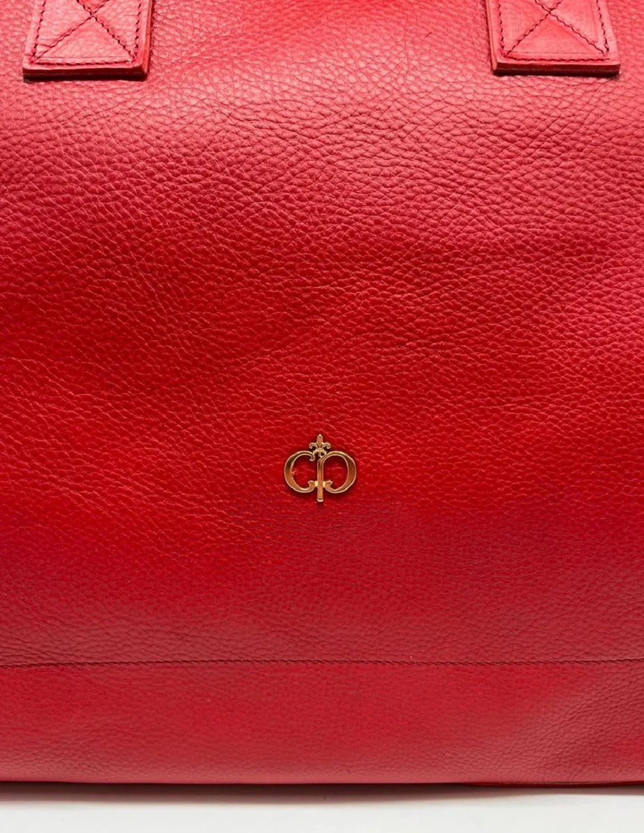 Casa Padrino bolso de viaje de lujo de cuero genuino rojo / oro 50 cm - Hecho en Italia