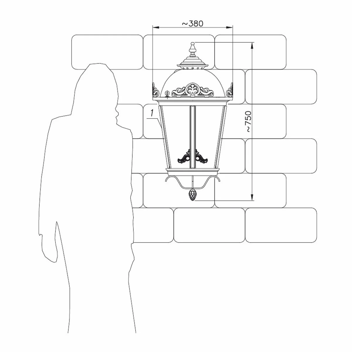 Casa Padrino l¨¢mpara de pared de exteriores barroco bronce antiguo A. 75 cm - Gran l¨¢mpara de exterior