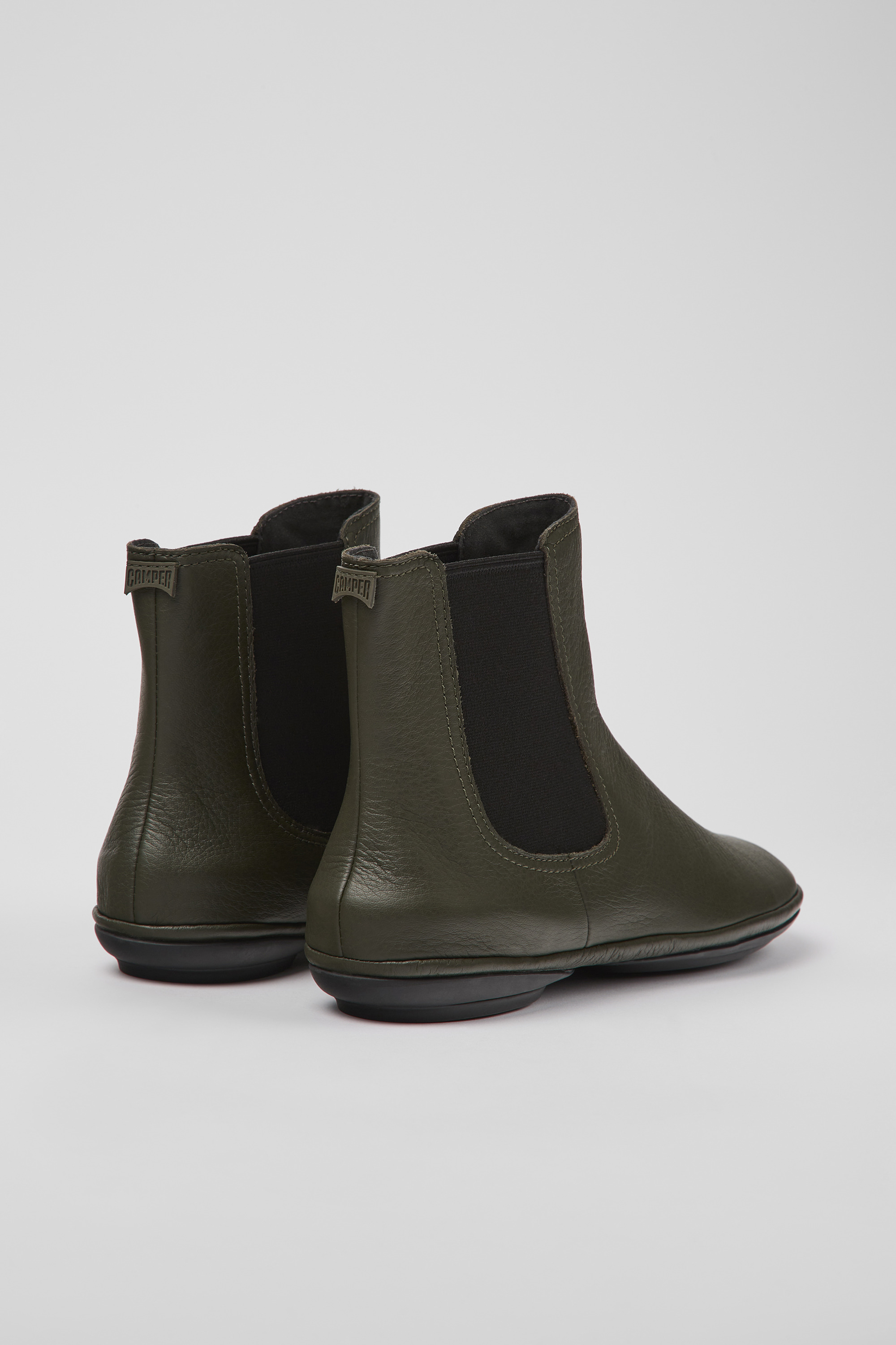 Right - Green leather ankle boots
