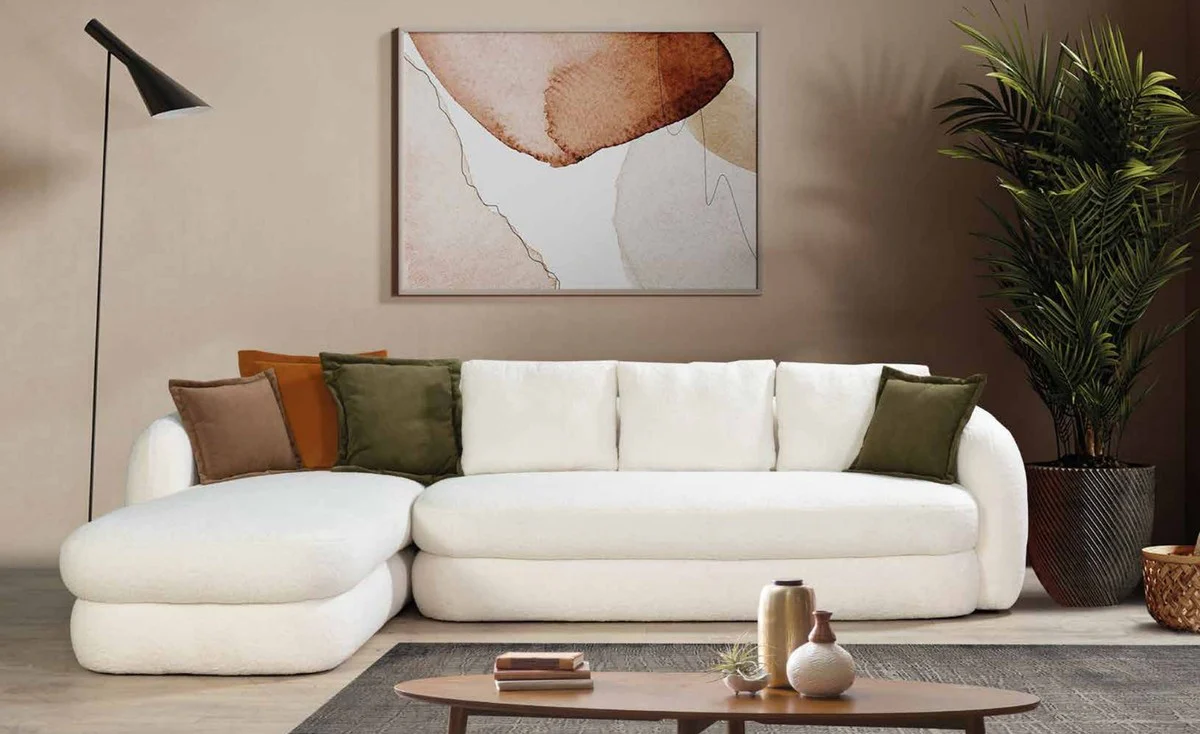 Casa Padrino sof¨¢ esquinero de lujo blanco 300 x 200 x A. 75 cm - Sof¨¢ de sal¨®n - Muebles de sal¨®n - Muebles de lujo