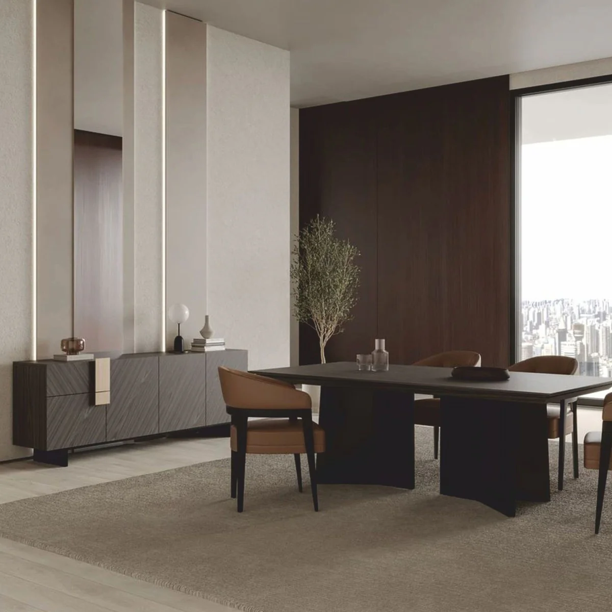 Casa Padrino mesa de comedor de lujo marr¨®n oscuro 220 cm - Muebles de hotel y comedor