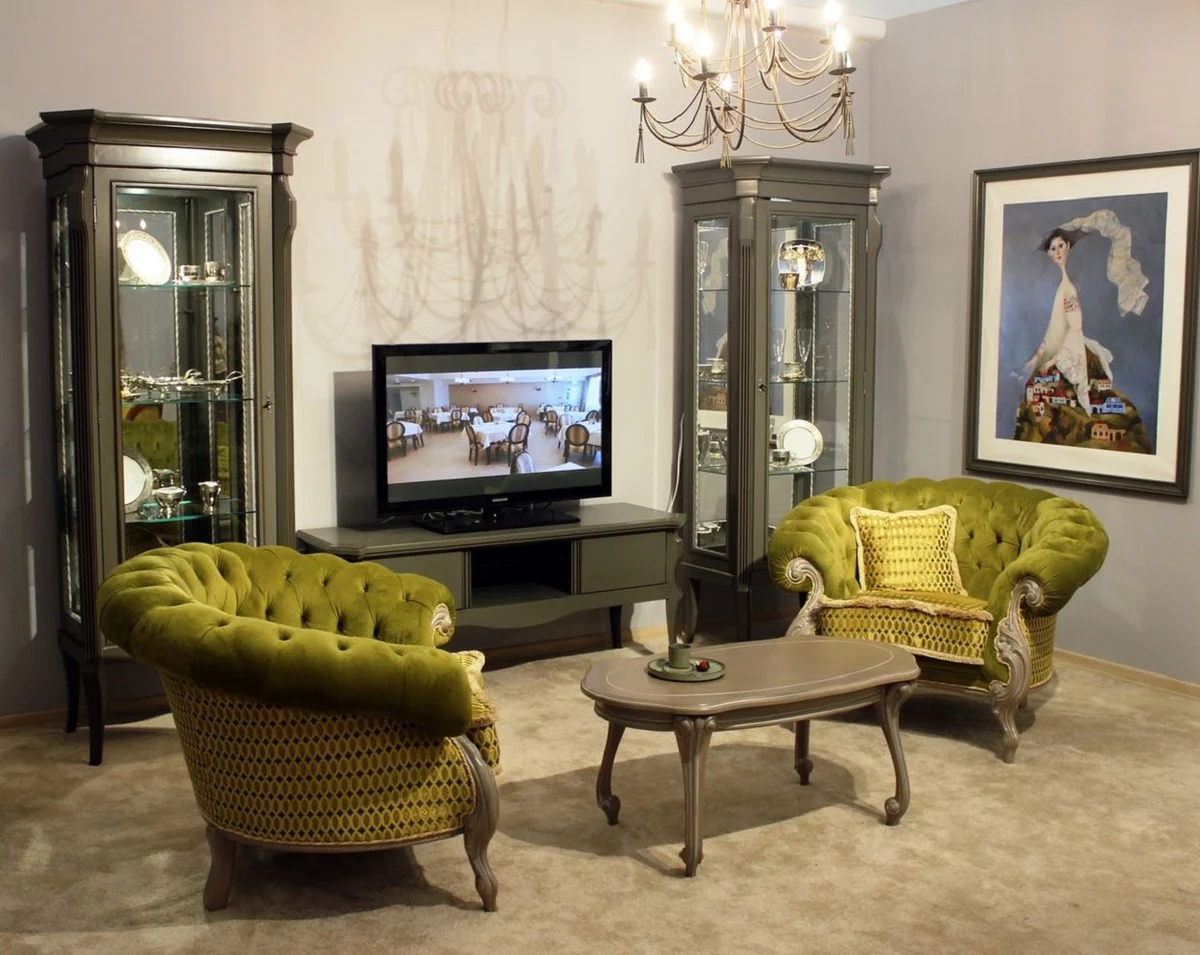 Casa Padrino mesa de centro barroco de lujo gris - Mesa de sal¨®n de madera maciza hecha a mano estilo barroco - Muebles de sal¨®n de lujo en estilo barroco - Muebles barrocos