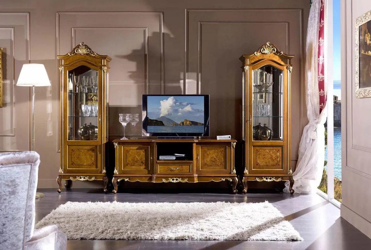 Casa Padrino vitrina barroco de lujo marr¨®n / oro - Vitrina de madera maciza hecha a mano con puerta - Magn¨ªficos muebles barrocos - Calidad de Lujo - Hecho en Italia