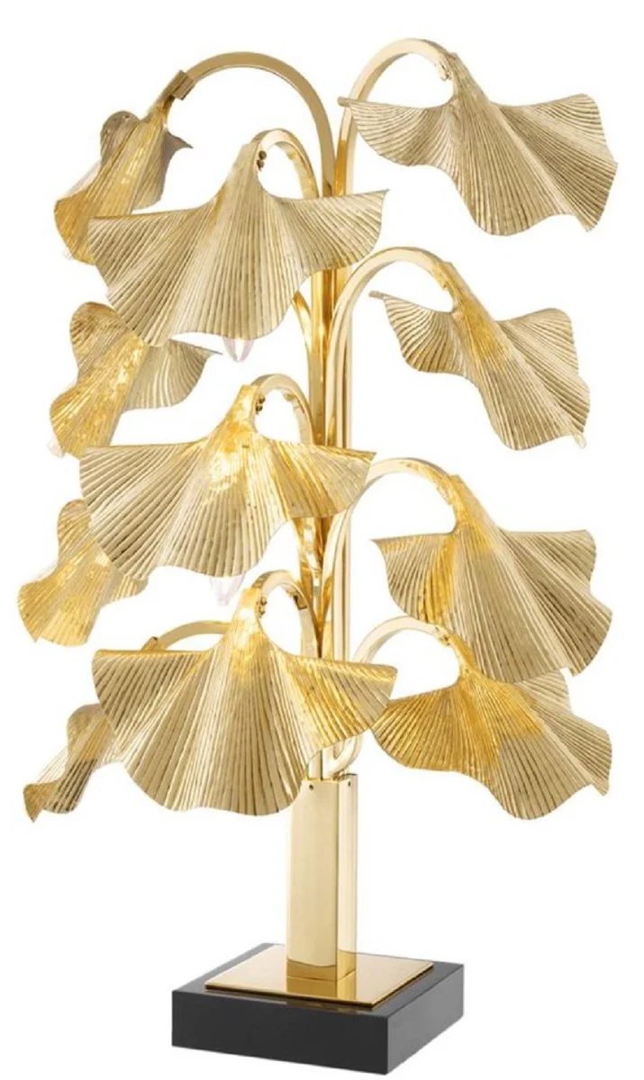 Casa Padrino lámpara de mesa de lujo latón / negro 55 x 38 x H. 88 cm - Lámpara de Diseño con Base de Granito