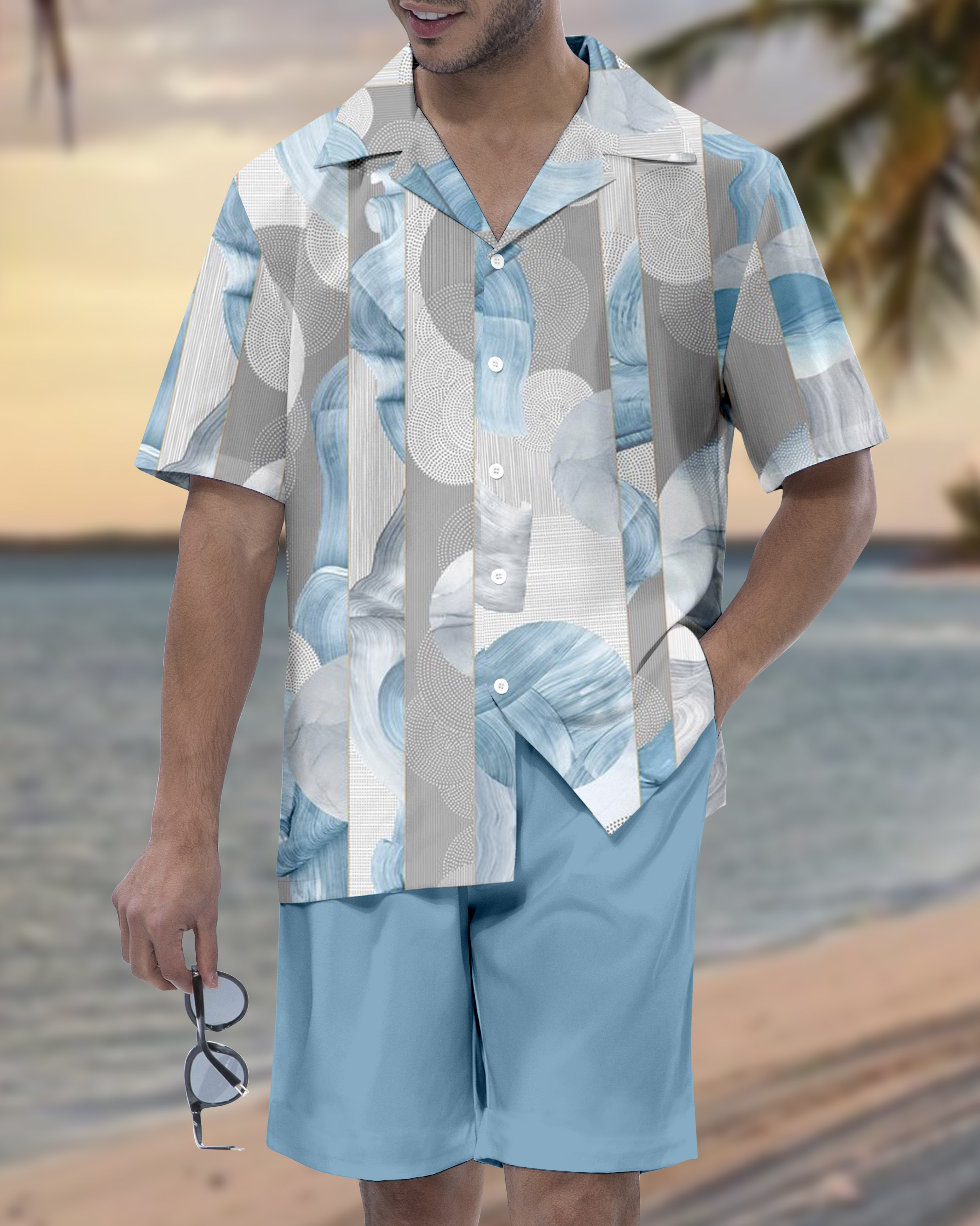 Suitmens Men's Hawaiian Vacation Short Sleeve Set 086