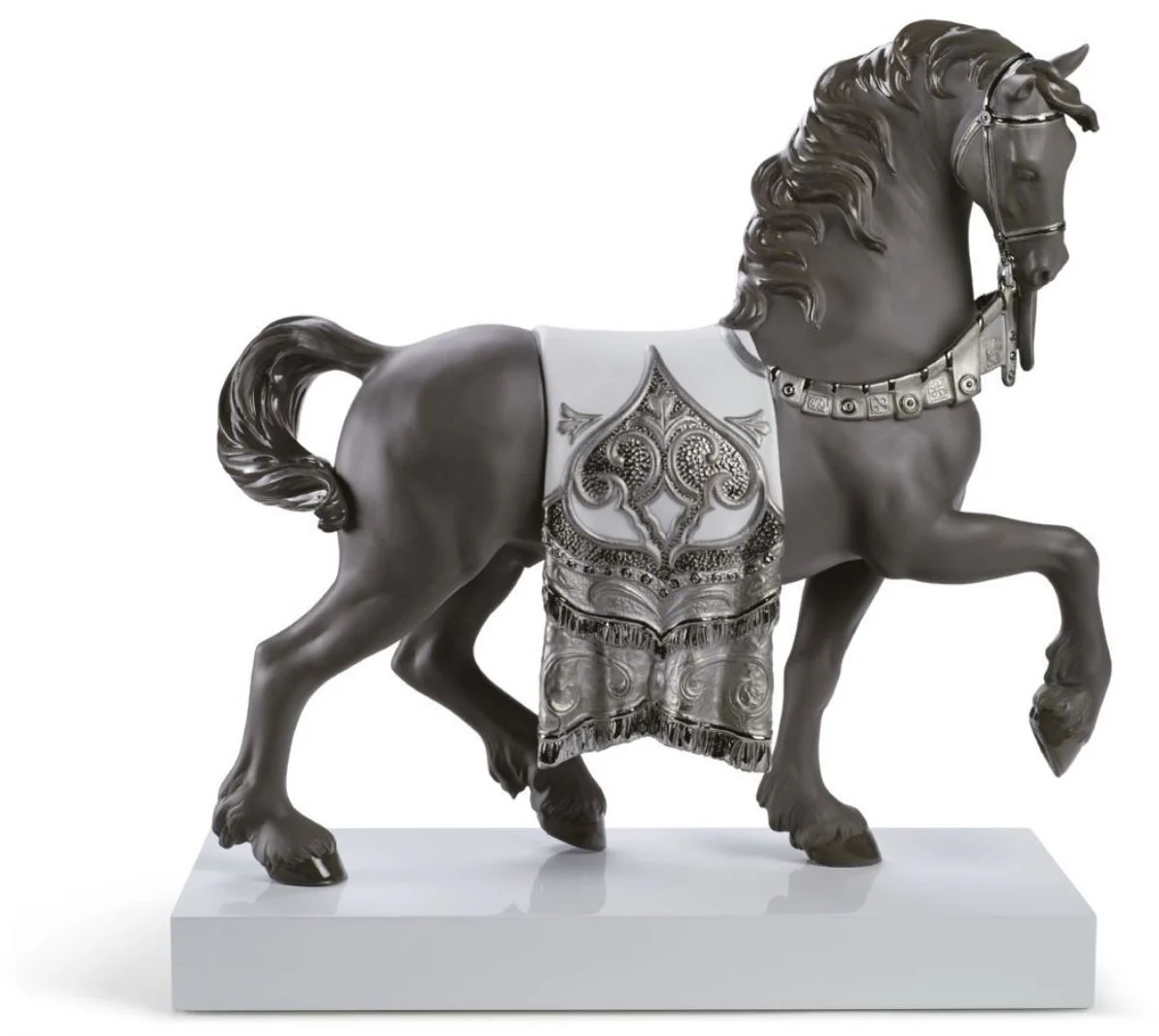Casa Padrino Luxury Porcelain Royal Ross Gray / Silver 40 x H. 42 cm - Handmade Luxury Deco Horse