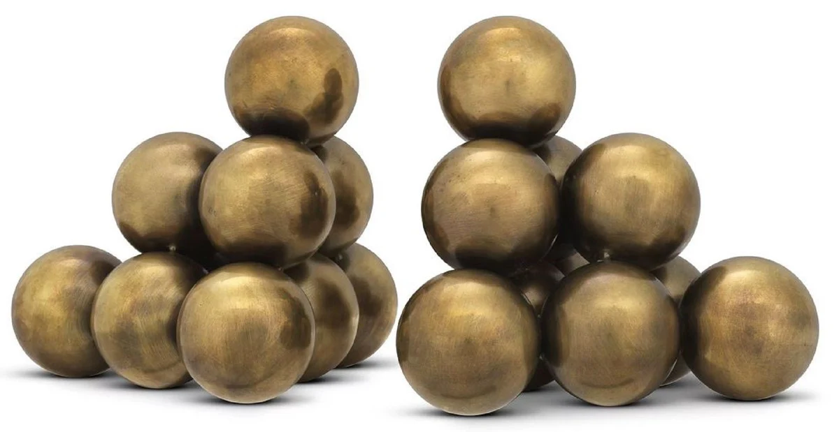 Casa Padrino conjunto de sujetalibros de acero inoxidable de lujo latón vintage 14 x 14 x A. 14 cm - Decoración de escritorio - Decoración de salón - Accesorios decorativos - Accesorios de lujo