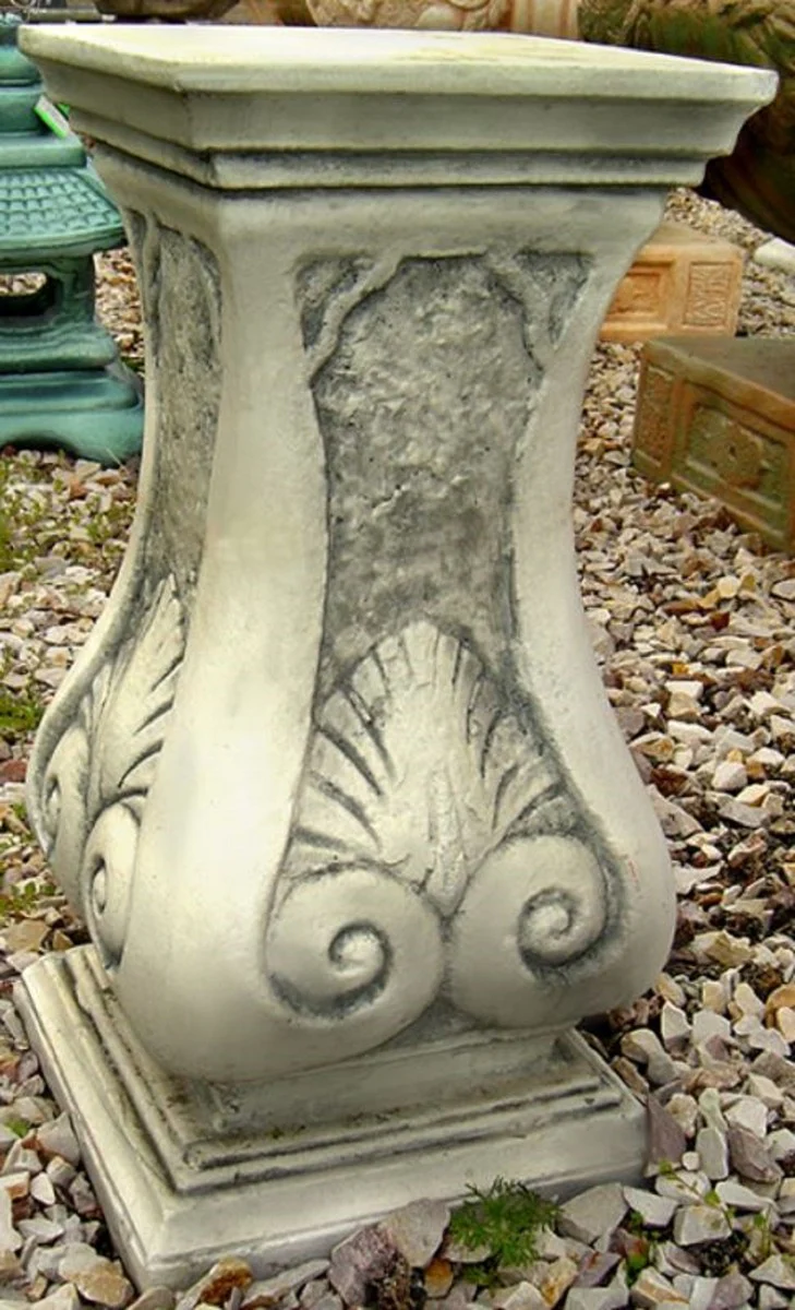 Casa Padrino pilar de decoración barroco de jardín gris 32 x 32 x A. 61 cm - Elegante pilar de flores - Pilar de jardín de estilo barroco - Decoración de Jardines y Terrazas Barroco