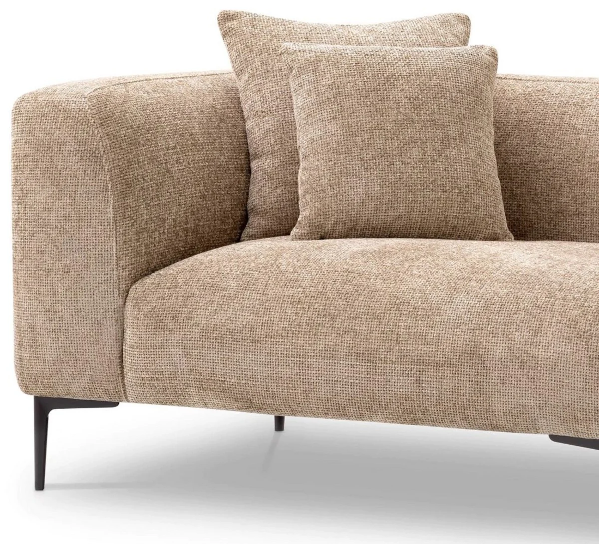 Casa Padrino sof¨¢ esquinero de lujo arena / negro 343,5 x 99-177 x A. 75 cm - Sof¨¢ de sal¨®n con 4 cojines - Muebles de sal¨®n - Interiores de sal¨®n - Muebles de lujo - Interiores de lujo