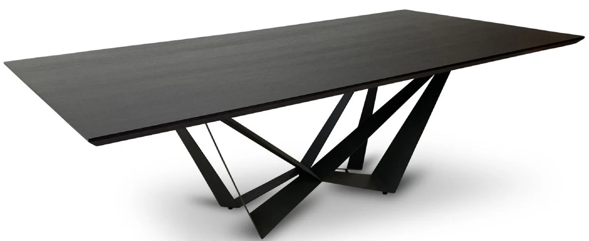 Casa Padrino mesa de comedor de lujo negro 240 x 120 x H. 76 cm - mesa de cocina rectangular con tablero de chapa de roble - muebles de comedor de lujo