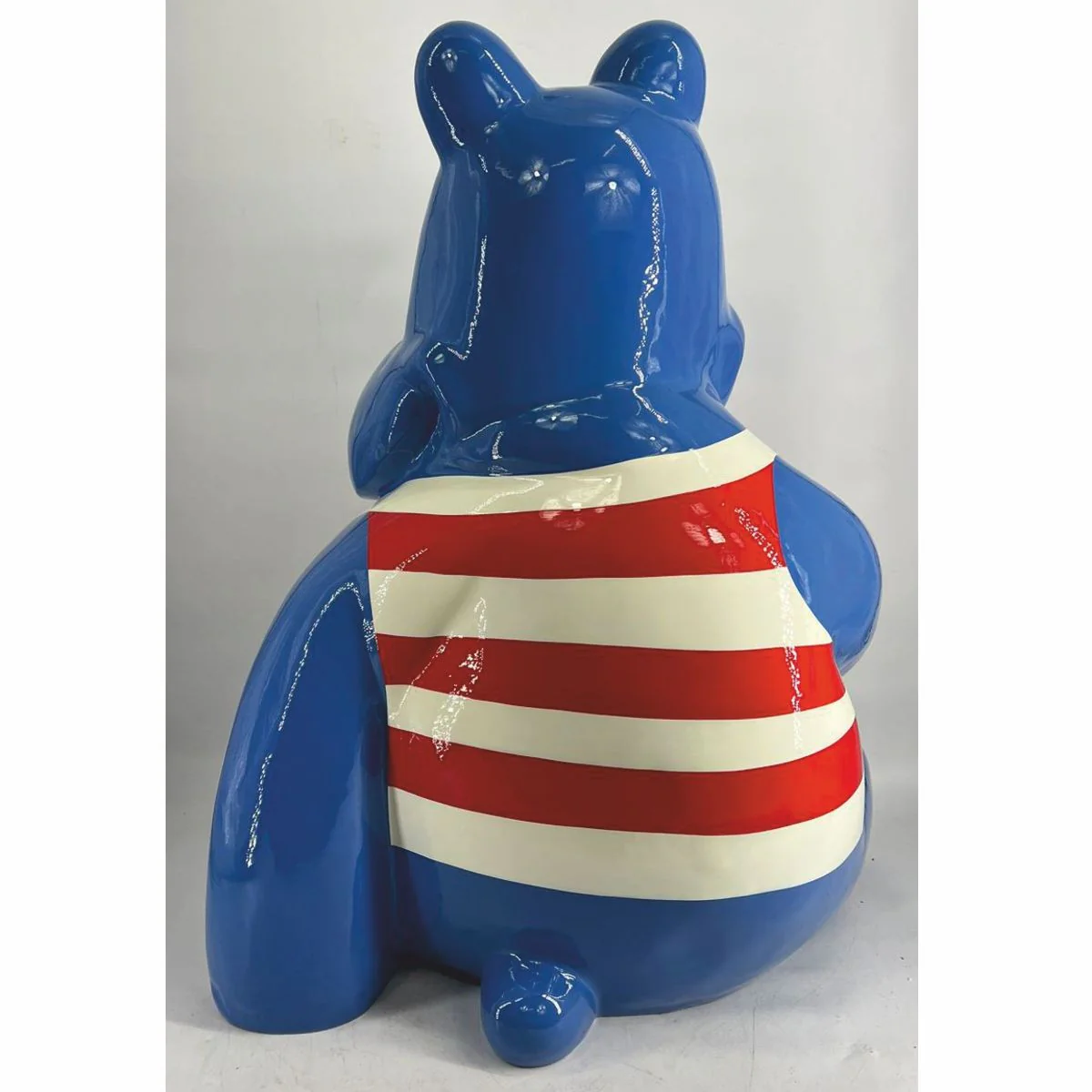 Casa Padrino escultura decorativa XXL hipop¨®tamo azul / crema / rojo A. 100 cm