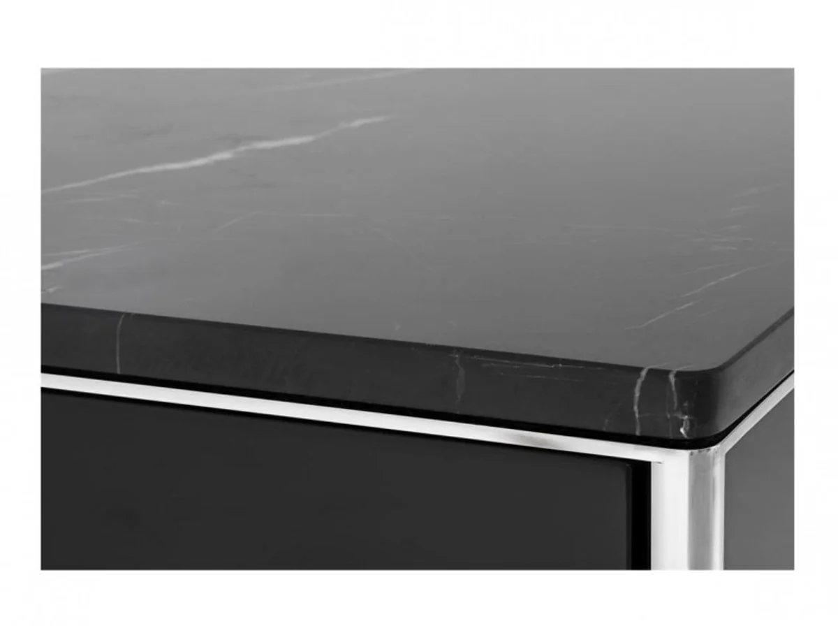 Casa Padrino luxury art deco designer side table with marble top and smoke glass - Luxury Collection