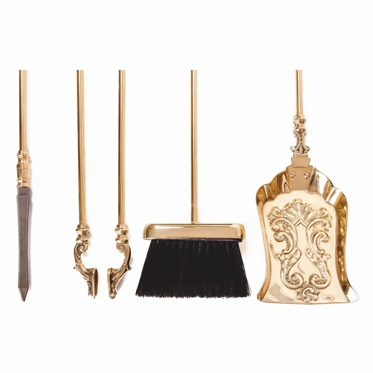 Casa Padrino cubiertos para chimenea barrocos con soporte oro A. 80 cm - Accesorios para chimenea