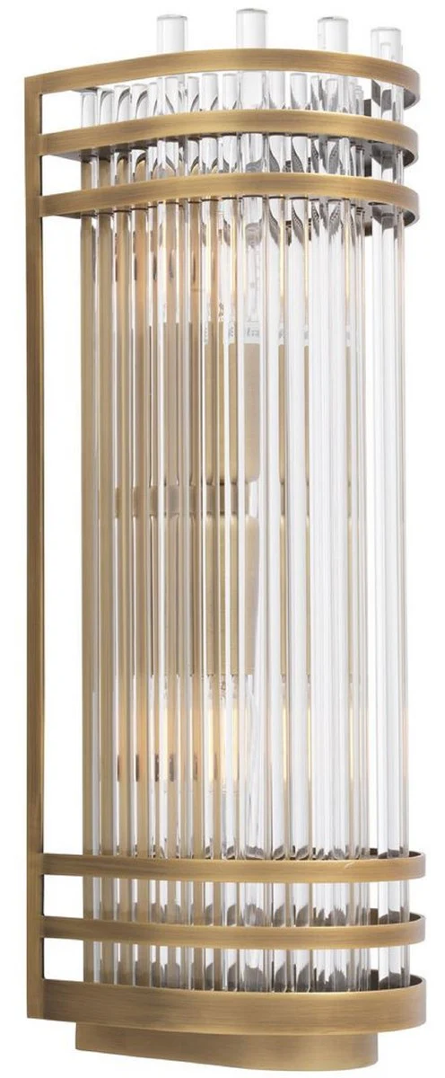 Casa Padrino lámpara de pared de lujo latón antiguo 12 x 12,5 x A. 38 cm - Elegante aplique de metal con pantalla de vidrio - Colección de Lujo