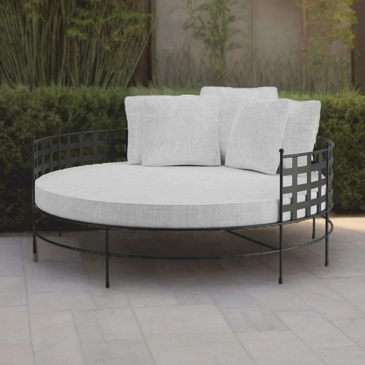 Casa Padrino Isla Tumbona de Lujo de Hierro Forjado Negro / Gris ? 170 cm - Muebles de Hotel y Jard¨ªn