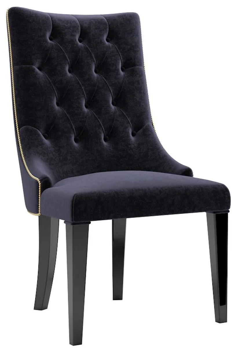 Casa Padrino conjunto de sillas de comedor barroco de lujo p¨²rpura / negro / oro 54 x 55 x A. 110 cm - Sillas de cocina noble con terciopelo - Conjunto de 6 sillas barrocas - Muebles de Comedor