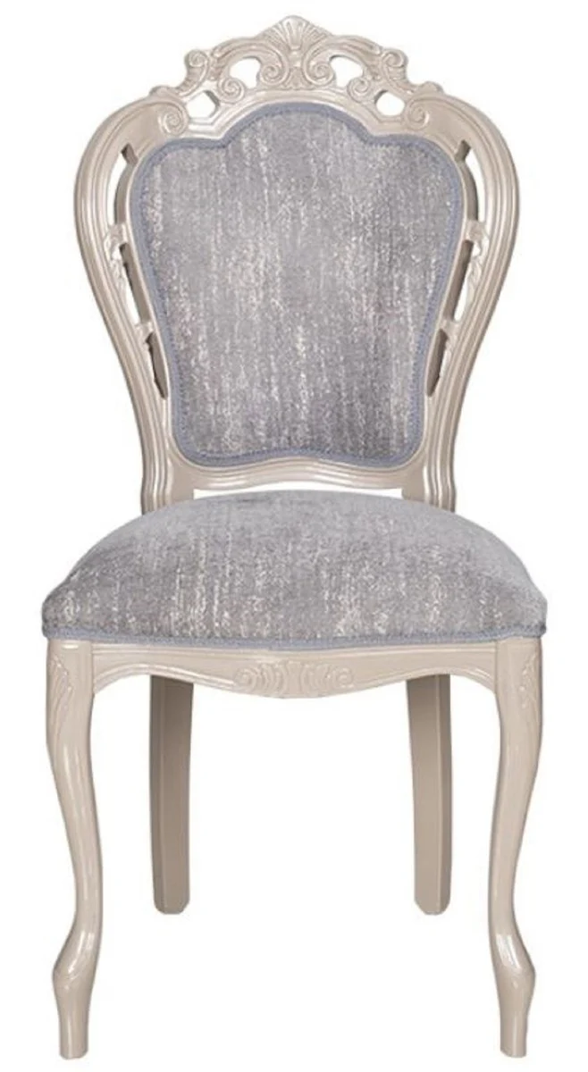 Casa Padrino conjunto de 6 sillas de comedor barrocos de lujo gris / beige alto brillante 49,5 x 57 x A. 102,5 cm - Sillas de cocina barroco - Magn¨ªficos muebles de comedor de lujo estilo barroco