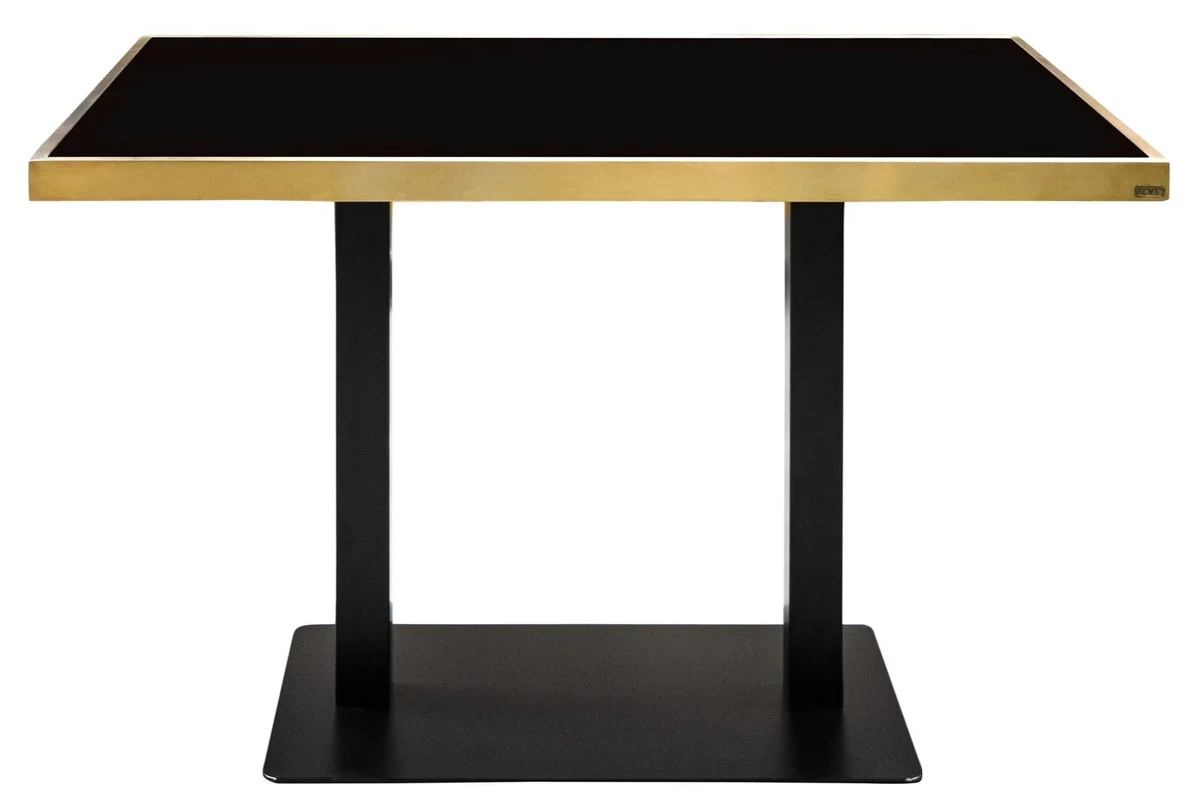 Casa Padrino mesa de comedor de lujo negro / dorado 110 x 70 x H. 76 cm - Muebles de Comedor