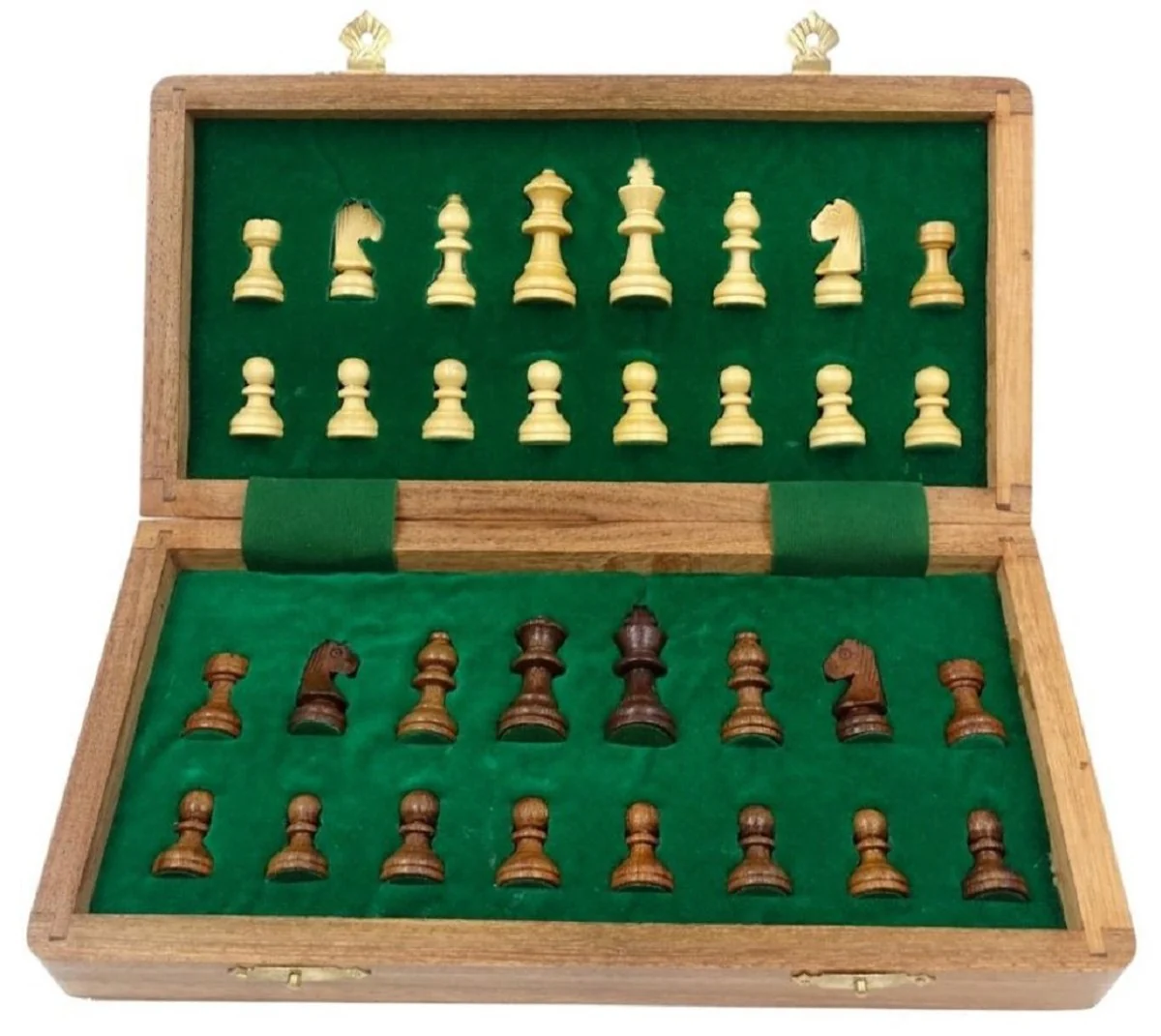 Casa Padrino conjunto de ajedrez de lujo marrón / beige 25 x 25 cm - Ajedrez de madera plegable - Tablero de ajedrez de madera con piezas de ajedrez de madera - Accesorios de lujo