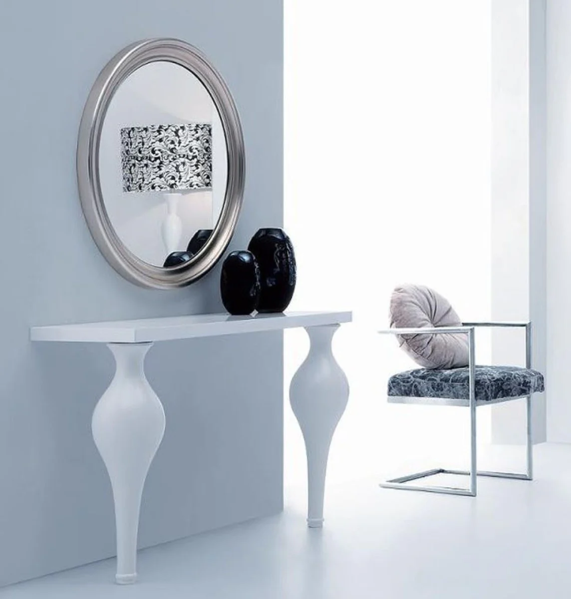 Casa Padrino consola neocl¨¢sica blanco alto brillo 121 x 39,8 x A. 75,5 cm - Consola de madera maciza - Muebles de estilo neocl¨¢sico