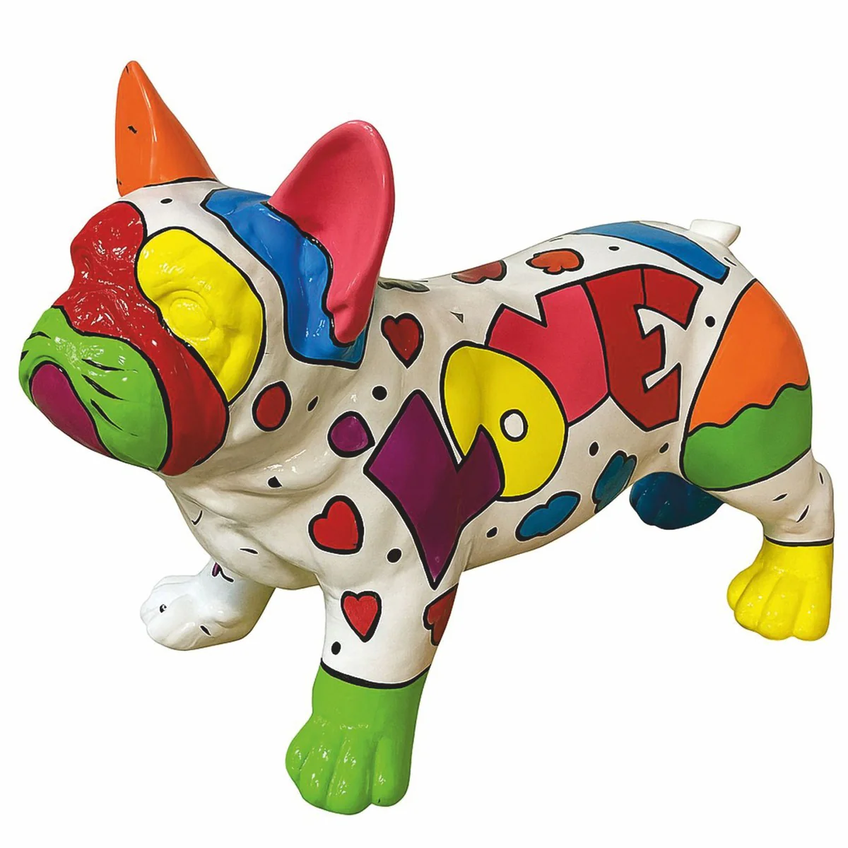 Casa Padrino figura decorativa de bulldog blanco / colorido 88 cm - Escultura decorativa