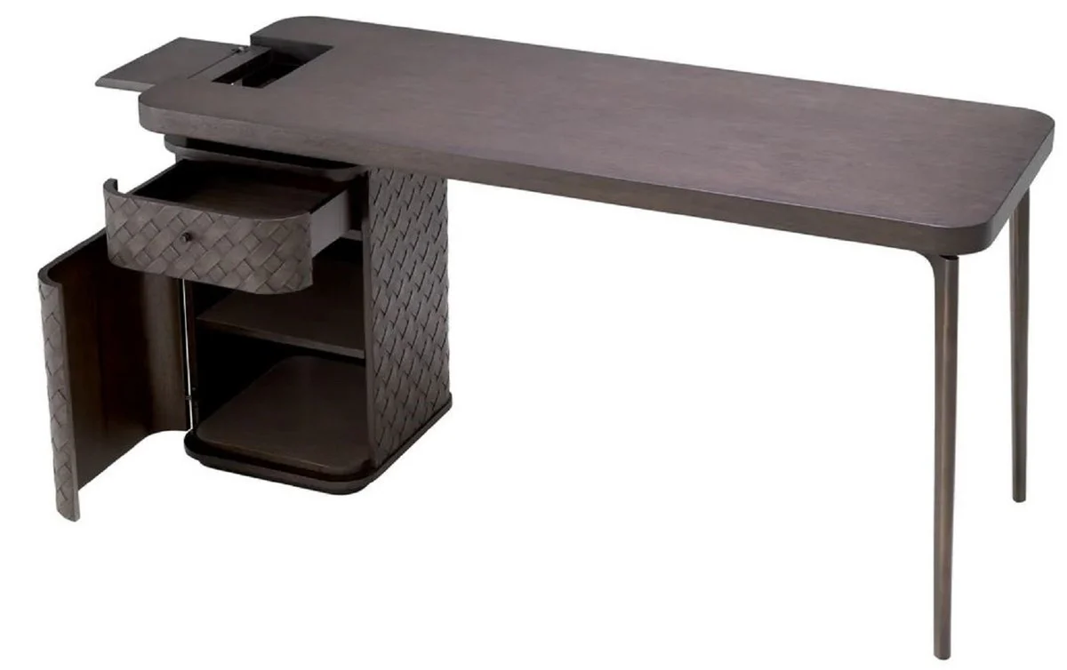 Casa Padrino escritorio de lujo marr¨®n / bronce 150 x 60 x A. 75 cm - Mesa de oficina de madera maciza con caj¨®n y puerta - Muebles de oficina - Muebles de lujo - Calidad de lujo