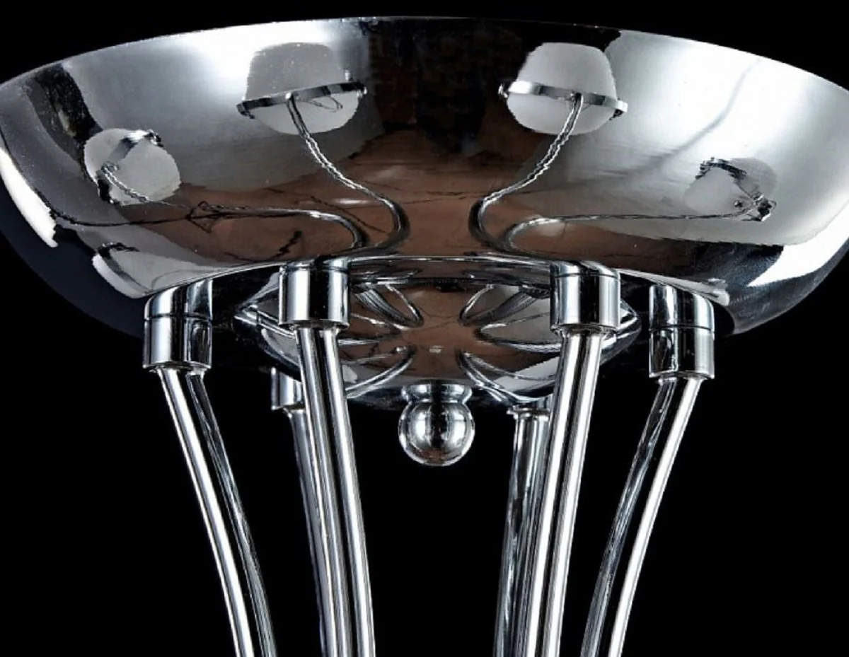 Casa Padrino lámpara de techo de diseño plata / blanco Ø 76 x H. 28 cm - Lámpara de Techo Moderna con Pantallas Esféricas