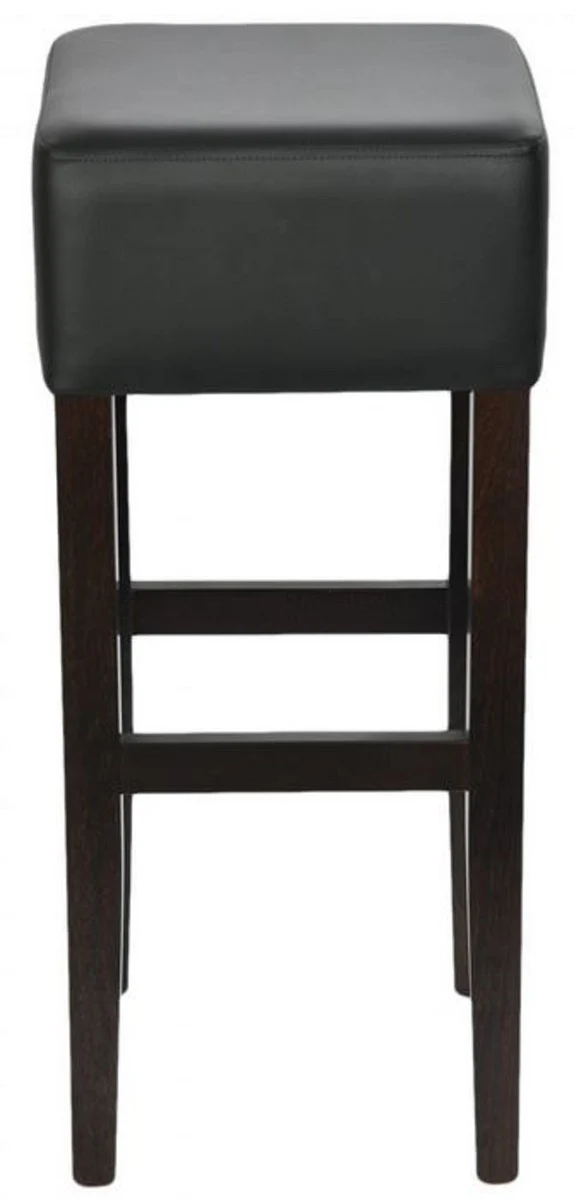 Casa Padrino taburete de bar de estilo campestre negro A. 80 cm - Silla de bar tapizado de madera maciza