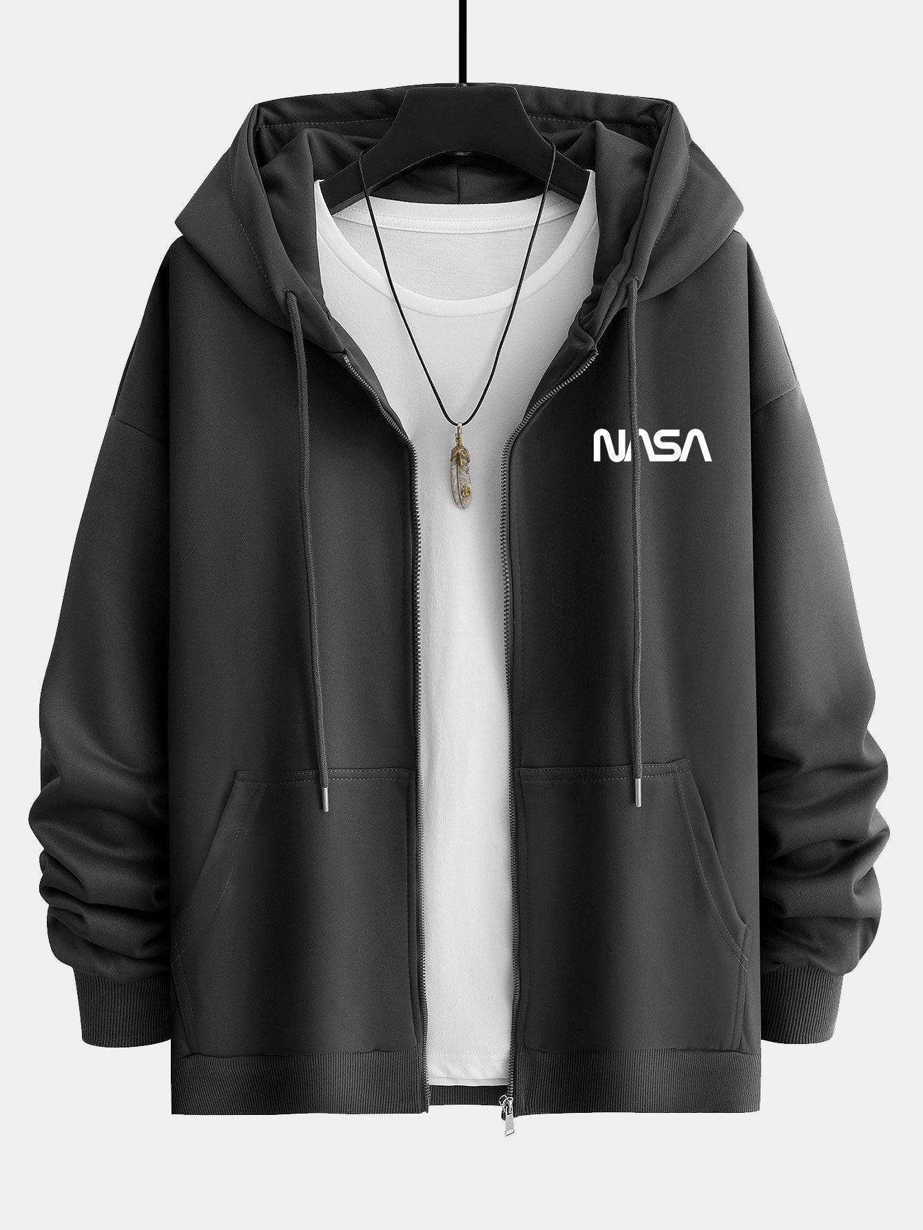 NASA Print Relax Fit Zip Hoodie
