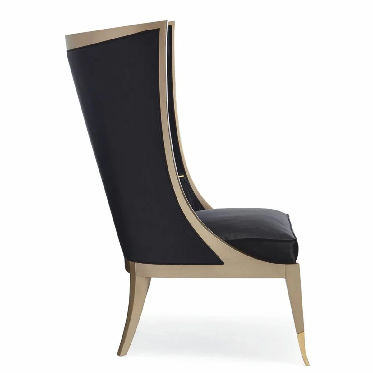 Casa Padrino sill¨®n orejero Art Deco de lujo negro / beige / oro A. 123 cm - Muebles de hotel
