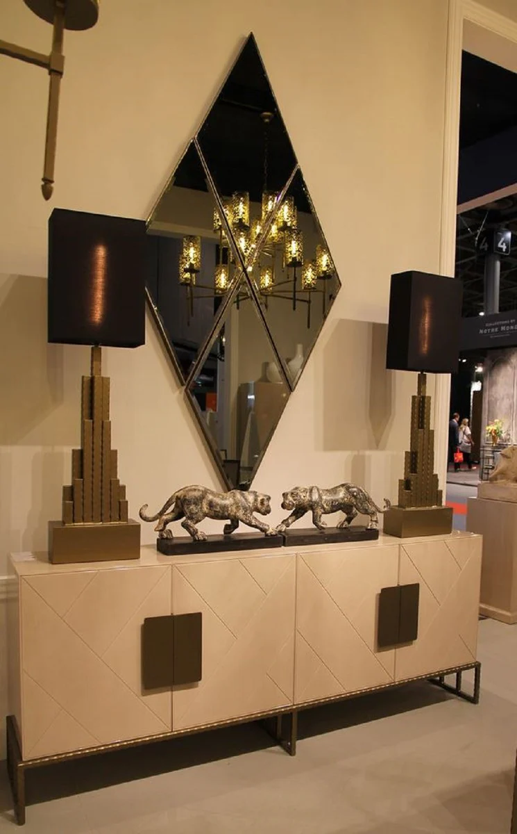 Casa Padrino aparador de dise?o crema / lat¨®n 200 x 40 x A. 80 cm - Armario de cer¨¢mica para sal¨®n con 4 puertas - Muebles de Lujo