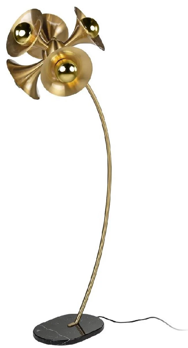 Casa Padrino lámpara de pie de lujo latón / negro 55 x 73 x A. 183 cm - Lámpara de pie de latón con base de mármol - Lámparas de pie de lujo - Lámparas de lujo - Interior de lujo