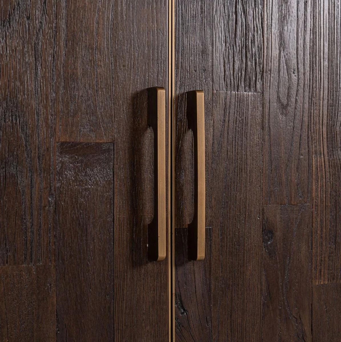 Casa Padrino aparador de lujo marrón / latón 180 x 45 x A. 86 cm - Armario de madera maciza con 4 puertas - Muebles de salón - Muebles de lujo - Interiores de salón - Interiores de lujo