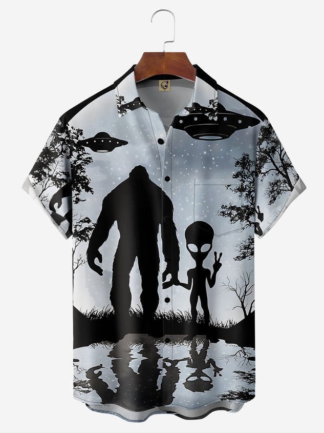 Bigfoot Alien Chest Pocket Short Sleeve Shirt