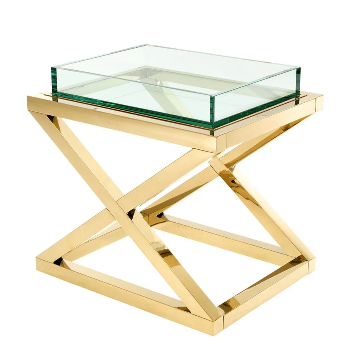 Mesa de centro / mesa de centro de lujo Casa Padrino dorado 61 x 48 x h 58.5 cm - Muebles de hotel